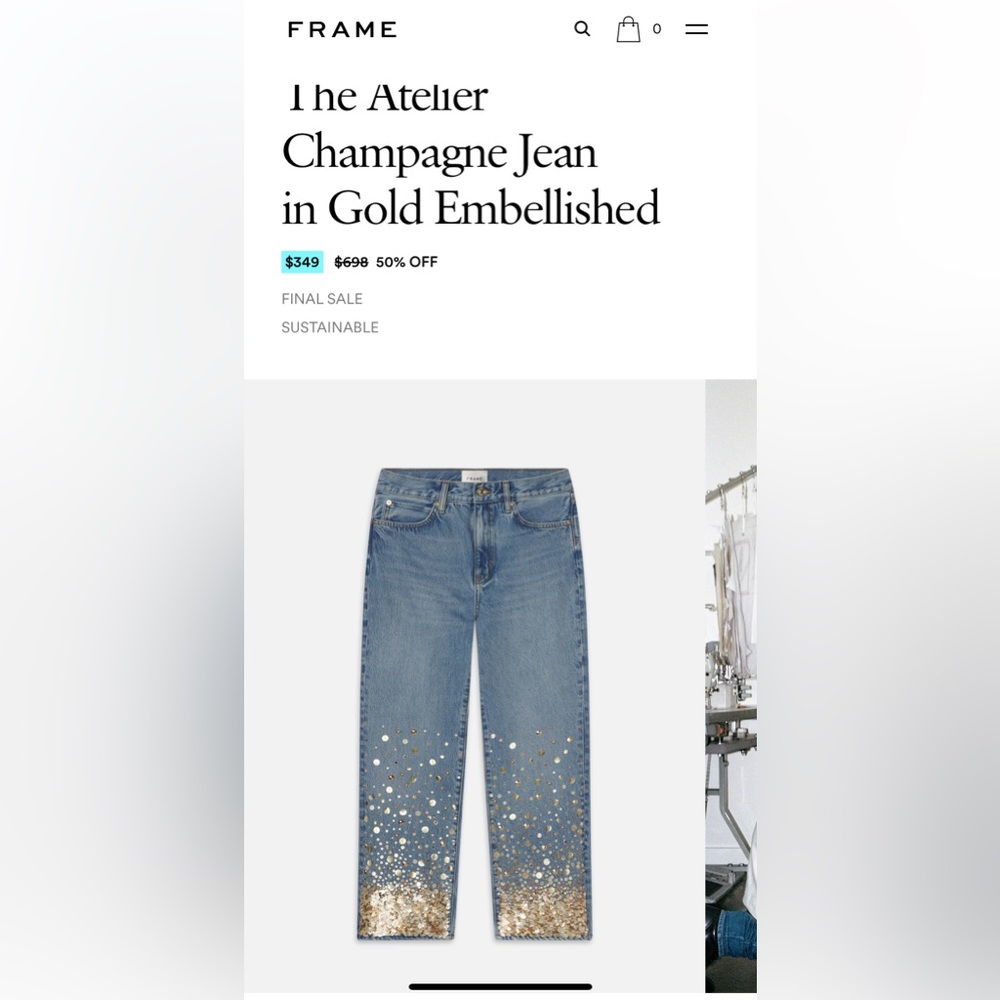 Frame Denim Gold Embellished Women's Jeans - Picture 4 of 13